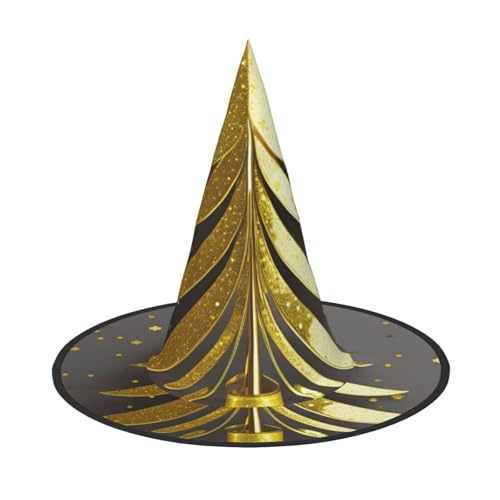 Goldener Weihnachtsbaum-Druck, Halloween-Hexenhut, einzigartiger Kirchturm, Kostüm, Hut für Party, Festival, Dekoration Goldener Weihnachtsbaum-Druck, Halloween-Hexenhut, einzigartiger Kirchturm, Kostüm, Hut für Party, Festival, Dekoration von Luckily&Day