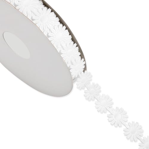 Luckious Spitzenband mit Gänseblümchen-Motiv, elegante Polyester-Stickerei zum Nähen, Basteln, Schneidern und Dekorationen von Luckious