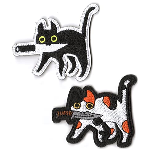Lucktao 2 Stücke Klett Patch,Katze mit Messer lustige Abziehbilder,Aufnäher Patches Bügelbild Applikation für Mädchen Jungs Aufbügel Patches zum Geeignet für Hüte, Taschen, Rucksäcke, Westen Lucktao 2 Stücke Klett Patch,Katze mit Messer lustige Abziehbilder,Aufnäher Patches Bügelbild Applikation für Mädchen Jungs Aufbügel Patches zum Geeignet für Hüte, Taschen, Rucksäcke, Westen von Lucktao