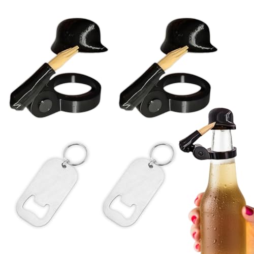 Lucktao 4 Stück Soldat Salut Bierflasche Helm,Bierflaschen Helm,Soldat Salute Bierflaschenhelm,Wiederverwendbar,Staubdicht mit 2 Flaschenöffner,für Handwerk, Party, Bars, Veteranen, aktive Soldaten von Lucktao