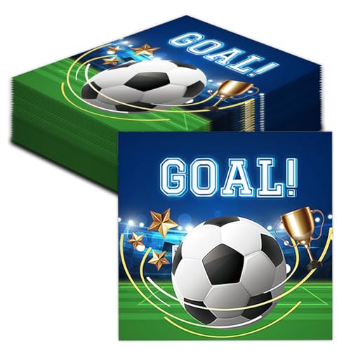 Lucktao 40 Stück Servietten Fussball,33x33cm Fußball Servietten,Kinder Geburtstag Junge Tischdeko,Fußball-Servietten,Fußball Deko,für Fußballspiele,Mottopartys,Kindergeburtstage,Tischdekoration von Lucktao