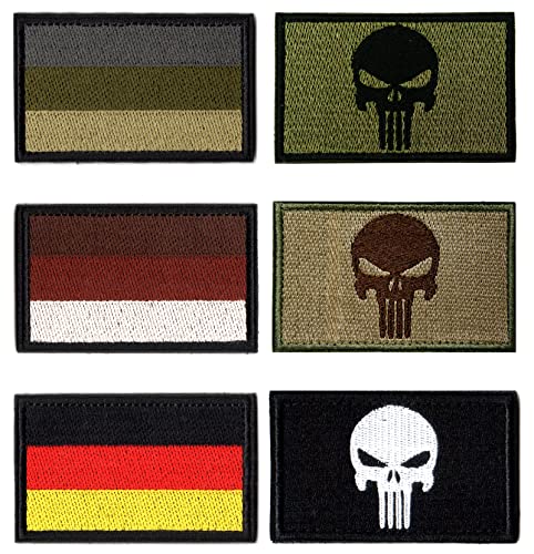 Lucktao 6 Stücke Deutschland Flaggen Patch Airsoft Patch Klett für Rucksäcke Militär Patches Aufkleber Abzeichen Klettbänder von Lucktao
