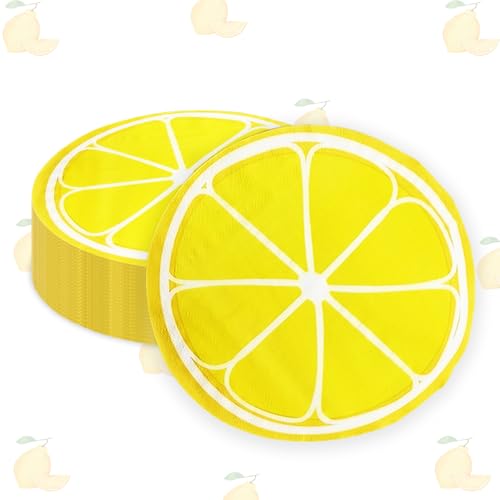 Lucktao 60 Stück Servietten Zitronen,Servietten Gelb,Zitronen Servietten Deko,Zitronenmotiv Einweg Papierserviette,für Geburtstage,Partys,Feiern,Feiertagsparty(33x33cm) von Lucktao