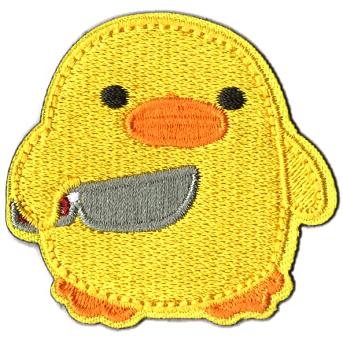 Lucktao Peace was never an option-Ente mit einem Messer - Huhn mit einem Messer-Lustige taktische Militär-Moral bestickt Patch Hakenverschluss Rückseite Klett Patches,für T-Shirt Jeans Hut Taschen von Lucktao