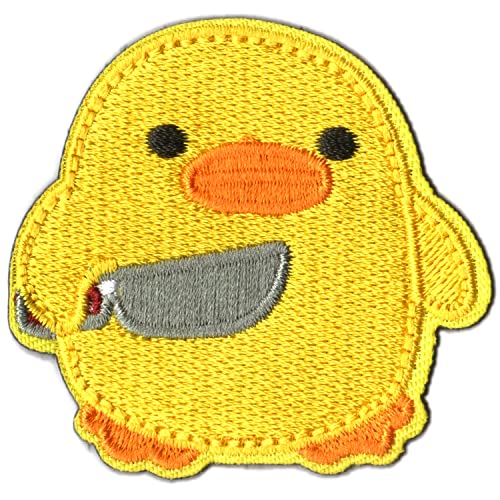 Lucktao Peace was never an option-Ente mit einem Messer - Huhn mit einem Messer-Lustige taktische Militär-Moral bestickt Patch Hakenverschluss Rückseite Klett Patches,für T-Shirt Jeans Hut Taschen von Lucktao