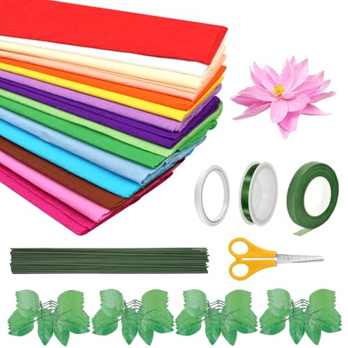Luckwaii 15 Farben Krepppapier Bunt, Floristenkrepp 50 x 100 cm Crepe Papier mit 50 Draht Grün Kreppband Dünner Draht Doppelseitiges Klebeband Schere Künstliche Blätter für DIY Blumenpapier-Handwerk Luckwaii 15 Farben Krepppapier Bunt, Floristenkrepp 50 x 100 cm Crepe Papier mit 50 Draht Grün Kreppband Dünner Draht Doppelseitiges Klebeband Schere Künstliche Blätter für DIY Blumenpapier-Handwerk von Luckwaii