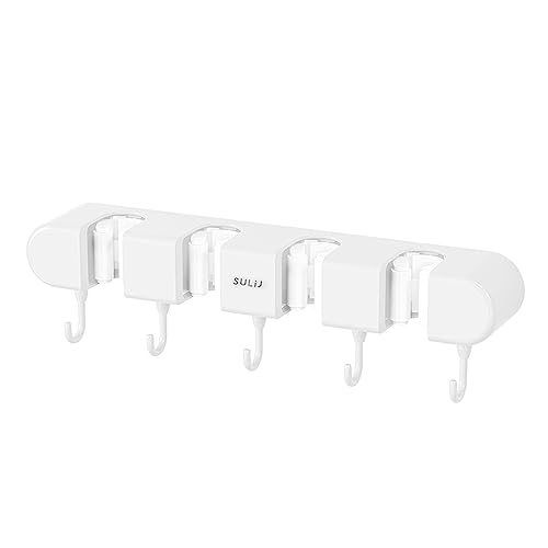 Besenhalterung Wand, Gerätehalter Besen Mop Halter Wandhalterung, Selbstklebend Werkzeughalter Organizer Mit 4 Halter Und 5 Haken Aufbewahrungslösungen Für Zuhause, Küche, Badezimmer, Garage, Garten Besenhalterung Wand, Gerätehalter Besen Mop Halter Wandhalterung, Selbstklebend Werkzeughalter Organizer Mit 4 Halter Und 5 Haken Aufbewahrungslösungen Für Zuhause, Küche, Badezimmer, Garage, Garten von Luckxing