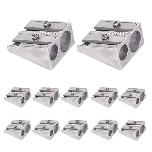 Doppelloch Bleistiftspitzer, 12 Stück Magnesium-Bleistiftspitzer Hand-Bleistiftspitzer, Metall Doppelspitzer Bleistiftspitzer Aus Metall Für Normalstarke Und Dicke Stifte (Geeignet Für 8mm Und 11mm) Doppelloch Bleistiftspitzer, 12 Stück Magnesium-Bleistiftspitzer Hand-Bleistiftspitzer, Metall Doppelspitzer Bleistiftspitzer Aus Metall Für Normalstarke Und Dicke Stifte (Geeignet Für 8mm Und 11mm) von Luckxing