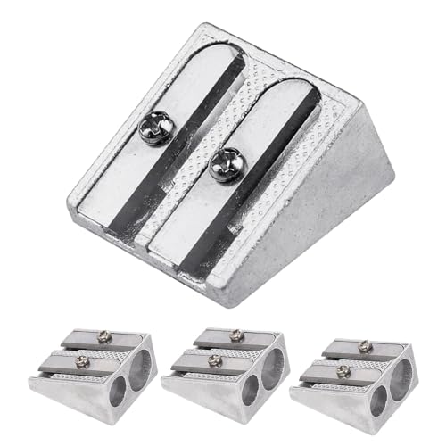 Doppelloch Bleistiftspitzer, 4 Stück Magnesium-Bleistiftspitzer Hand-Bleistiftspitzer, Metall Doppelspitzer Bleistiftspitzer Aus Metall Für Normalstarke Und Dicke Stifte (Geeignet Für 8mm Und 11mm) von Luckxing