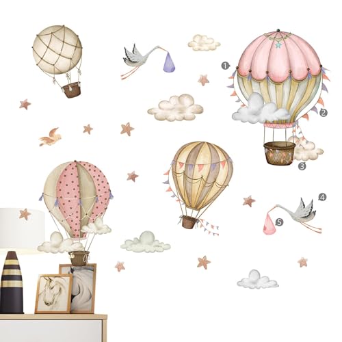Heißluftballon-Wandaufkleber - 2 Stück selbstklebende Cartoon-Heißluftballon-Wandaufkleber | Dekorative Aufkleber für Wohnzimmer, Schlafzimmer, niedliche Dekoration für Kinderzimmer Luckxing von Luckxing