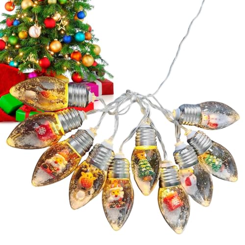Weihnachts-Schneekugel-Lichterkette,Weihnachtsbaum-Schneekugel-Lichterkette - 6,56 Fuß Vintage-Glühbirnen-LED-Lichterkette,Cartoon-Weihnachtsmann- -Elch-dekorative Glühbirnenschnur, Weihnachts-Schneekugel-Lichterkette,Weihnachtsbaum-Schneekugel-Lichterkette - 6,56 Fuß Vintage-Glühbirnen-LED-Lichterkette,Cartoon-Weihnachtsmann- -Elch-dekorative Glühbirnenschnur, von Luckxing