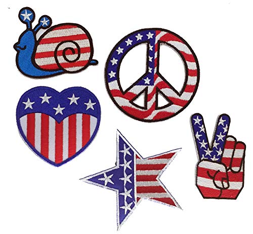 Lucky Patches, Aufnäher, Applikation, Aufbügler, Iron on Patch - Amerika, Star, Stern, USA, Stars and Stripes, Flagge, Fahne (Set 5pcs.) von Lucky Patches