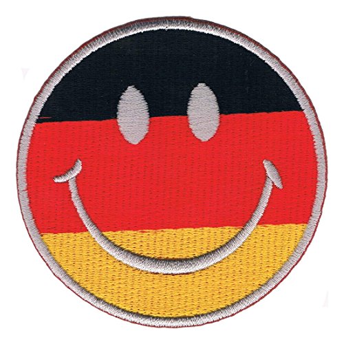 Lucky Patches, Aufnäher, Applikation, Aufbügler, Iron on Patch - Deutschland, Germany, Smiley, Flagge, Fahne - Ø 7,5 cm von Lucky Patches