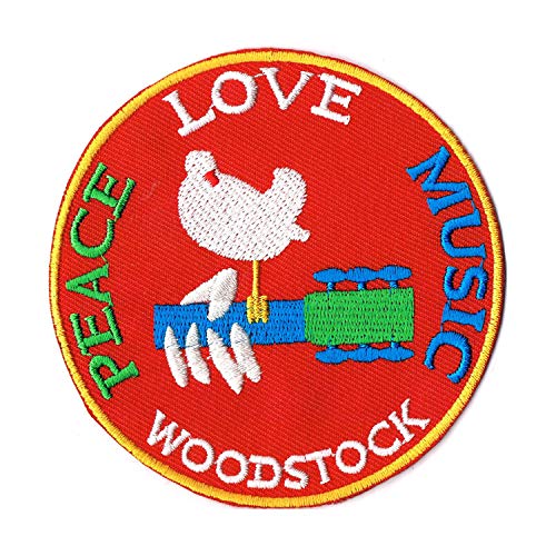 Lucky Patches, Aufnäher, Applikation, Aufbügler, Iron on Patch - The Legendäre, 1960s, Woodstock, Peace, Love, Music, Musikfestival, Rock 'n Roll - Ø 8 cm von Lucky Patches