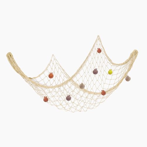LuckyOpt Fischernetz Dekoration, 1M*2M Mediterraner Stil Dekoratives Fischernetz mit Muscheln, Beige Wand Netz für Foto Wand Haus Party Hochzeit (Beige) von LuckyOpt