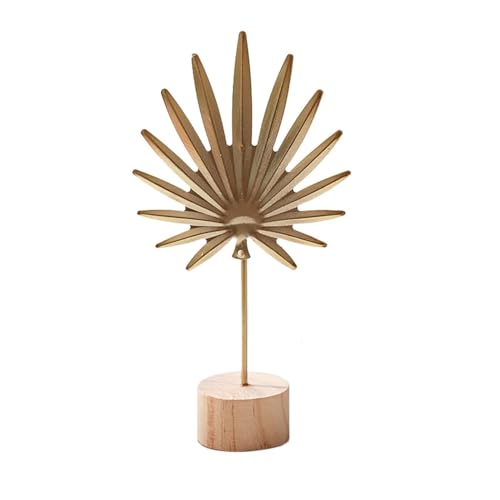 Luckywaqng Blattdekor, Metall, goldene Blattornamente und Sockel, moderne, einfache Tischskulptur aus Blattgold für Wohnzimmer, Schlafzimmer, Bücherregal, Desktop-Deko Ablage Büro (GD5, One Size) von Luckywaqng