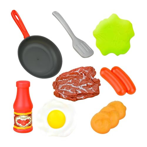 Luckywaqng Simulationsspielzeug, realistisch, interaktiv, für, Topf, Steak, Gemüse, Brot, Rollenspielspielzeug für Mädchen, realistisch, interaktiv und zu verwenden Baby (A, One Size) von Luckywaqng