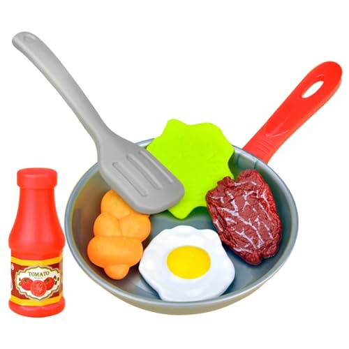 Luckywaqng Simulationsspielzeug, realistisch, interaktiv, für, Topf, Steak, Gemüse, Brot, Rollenspielspielzeug für Mädchen, realistisch, interaktiv und zu verwenden Baby (Silver, One Size) von Luckywaqng