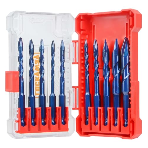 Luckyway 10-teiliges Exzenterbohrer-Set, 5/32 Zoll - 1/2 Zoll, spezieller gekrümmter Kopf, professionelles Steinbohrer-Set, Betonbohrer-Set für Glas, Ziegel, Kunststoff, Zement, Holz, Fliesen, Metall, Luckyway 10-teiliges Exzenterbohrer-Set, 5/32 Zoll - 1/2 Zoll, spezieller gekrümmter Kopf, professionelles Steinbohrer-Set, Betonbohrer-Set für Glas, Ziegel, Kunststoff, Zement, Holz, Fliesen, Metall, von Luckyway