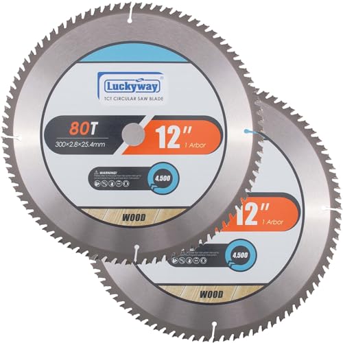 Luckyway 2 Stück 30,5 cm 80T Gehrungssägeblätter mit 1 Zoll Achse TCT Kreissägeblatt für Holzschnitt Luckyway 2 Stück 30,5 cm 80T Gehrungssägeblätter mit 1 Zoll Achse TCT Kreissägeblatt für Holzschnitt von Luckyway