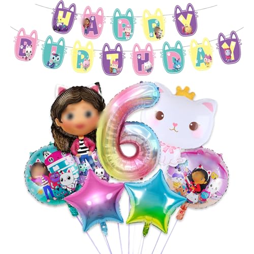 6 Jahre Luftballons Geburtstag Deko Mädchen- Doll House Kinder Ballon Geburtstagsdeko 6 Jahr Katze Folienballon Girlande Happy Birthday Banner Partyzubehör für Kindergeburtstag Party Supplies Deko 6 Jahre Luftballons Geburtstag Deko Mädchen- Doll House Kinder Ballon Geburtstagsdeko 6 Jahr Katze Folienballon Girlande Happy Birthday Banner Partyzubehör für Kindergeburtstag Party Supplies Deko von Luclay