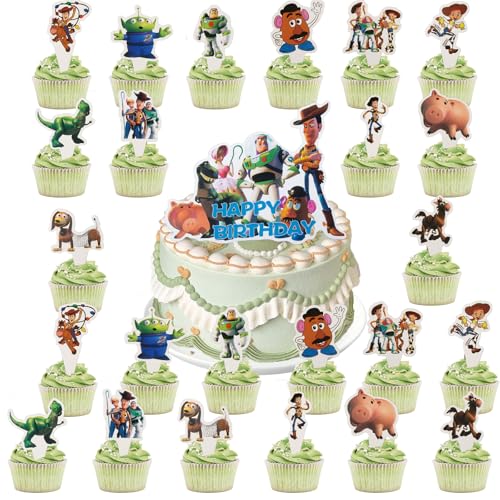 Tortendeko Kinder Kuchen Deko- Toys Kindergeburtstag Tortendeko Cartoon Cake Topper Set Happy Birthday Cupcake Topper für Jungen Mädchen Geburtstag Party Kuchen Figuren DIY Torten Dekoration Supplies von Luclay