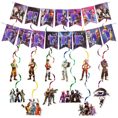 Fort Swirls Partydekorationen, Partygeschirr-Set – 13-teiliges Geburtstagsdekorationen, Spielzeug-Geburtstagsparty-Zubehör, Happy Birthday-Banner, hängende Wirbel für Jungen und Kinder Fort Swirls Partydekorationen, Partygeschirr-Set – 13-teiliges Geburtstagsdekorationen, Spielzeug-Geburtstagsparty-Zubehör, Happy Birthday-Banner, hängende Wirbel für Jungen und Kinder von Luclay