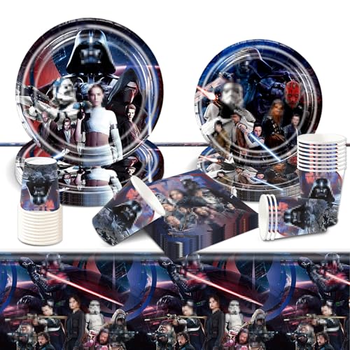 Geburtstag Party Pappteller Kindergeburtstag- Anime Partygeschirr Set Birthday Star Geburtstagsdeko Mädchen Junge Geschirr Party Tableware Supplies Kit Teller Tischdecke Servietten Tassen 10 Kinder von Luclay