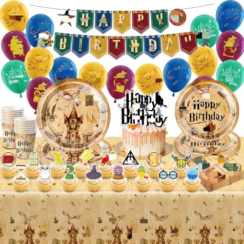 Luclay Geburtstag Party Geschirr Deko Wizard Kinder-84Pcs Ballons Pappteller Tischdecke Banner Geburtstags Birthday Cake Topper Tableware Supplies Servietten Tassen Für Kindergeburtstag Junge Mädchen Luclay Geburtstag Party Geschirr Deko Wizard Kinder-84Pcs Ballons Pappteller Tischdecke Banner Geburtstags Birthday Cake Topper Tableware Supplies Servietten Tassen Für Kindergeburtstag Junge Mädchen von Luclay
