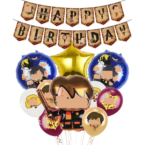 Luftballons Wizard Geburtstag Deko Jungen- Magischer Geburtstagsdeko Ballon Kindergeburtstag Deko Girlande Tortendeko Wizard Folienballons Happy Birthday Banner für Party Supplies Deko von Luclay