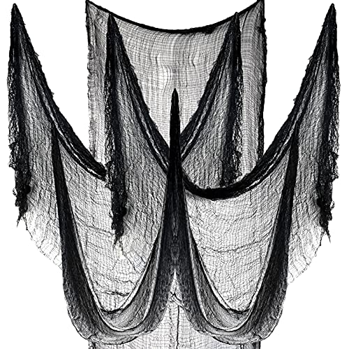 Lucleag 5 Stück Halloween schwarz gruselig Tuch Gruselig Gruselig Stoff Tuch Schwarz Seihtuch für Spukhaus Halloween Party Dekoration Türweg Dekor, 76,2 x 182,9 cm (Schwarz) von Lucleag