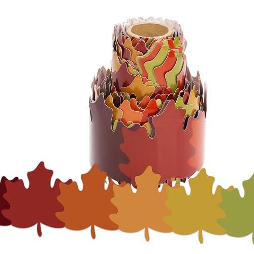 Lucleag Pinnwand-Bordüre, 100 cm, Ahornblätter, Bordüre, Herbstblatt, Pinnwand, Bordüre für Thanksgiving, Ernte, Party, Schule, Klassenzimmer, Büro, Pinnwand, Dekoration von Lucleag