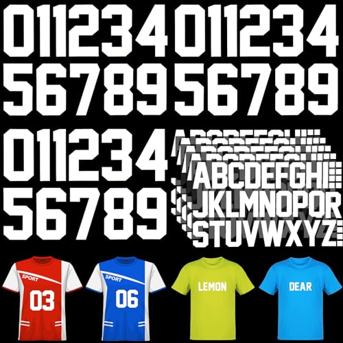 208 Stück Buchstaben und Zahlen zum Aufbügeln, 20,3 cm, Kleidung, Wärmeübertragung, 0 bis 9, Jersey-Zahlen zum Aufbügeln, 5,1 cm, weiße Vinyl-Buchstaben mit A-Z PU-Alphabeten, Aufkleber für von Lucomb