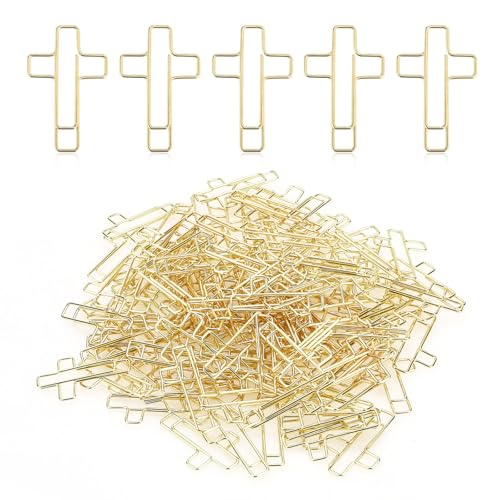 Büroklammern mit goldenem Kreuz, für Bibel, zum Fixieren von Büchern und tragbaren Gebrauch, Büroklammern, Lernzubehör für Büro, Schule, Zuhause, dekorative Clips, 120 Stück (Gold) von Lucxhcky