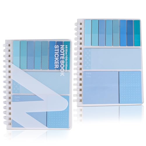 Lucxhcky Multifunktionales Haftnotiz-Kombinations-Notizbuch, 220 Aufkleber + 60 Innenseiten, geeignet für Büro- und Studienbedarf (blau) von Lucxhcky