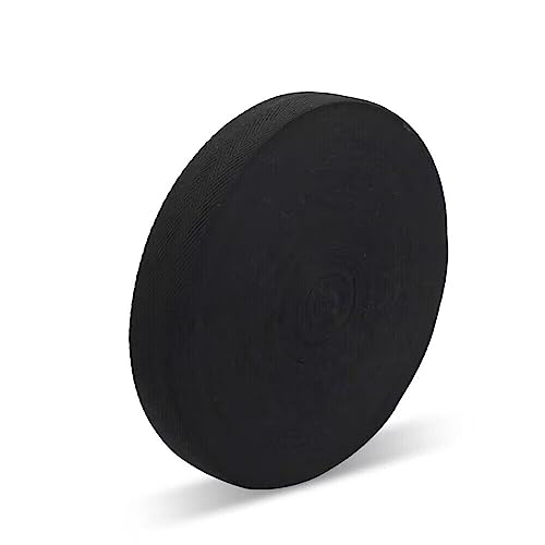 Baumwoll Gurtband 25mm 45m Baumwollschrägband Weiß/Schwarz/Retro Weiß Nahtband Baumwolle Fischgräten-Baumwoll-Webbing mit Fischgrätenstich Baumwollband für Heimwerker Handwerk Nähen Stricken(Schwarz) von LucyStudio