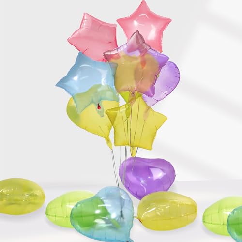 30 Stück 18 Zoll Transparenter Gelee Luftballons Sternform, Folienballons Heliumballons Sternluftballons mit 20m Seilband Geliefert für Party,Geburtstag,Valentinstag, Hochzeit, Verlobung von Lucywey