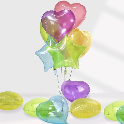30 Stück 18 Zoll Transparenter Gelee Luftballons Herzform, Folienballons Heliumballons Herzluftballons mit 20m Seilband Geliefert für Party,Geburtstag,Valentinstag, Hochzeit, Verlobung von Lucywey