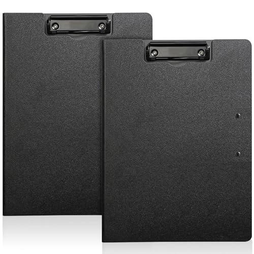 2 Stück Klemmbrett mit Deckel Klemmbrett A4, Klemmbrettmappe, Kunststoff Ordner Foldover Clip Boards, Leichtes Zwischenablage für Schule/Industrie/Büro（Schwarz） von Lucywey