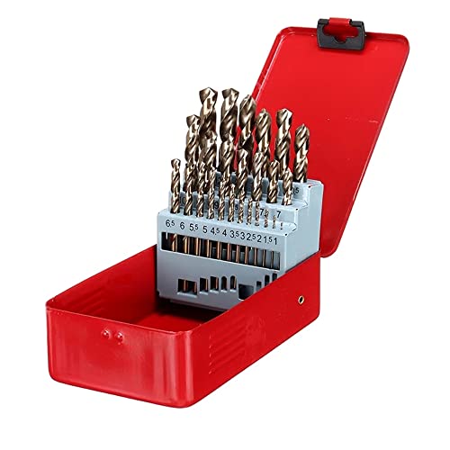 LudoPam Kobalt-metrisches Bohrer-Set (1 mm - 13 mm/25 Stück), M35 Spiralbohrer, gerader Schaft für gehärtetes Metall, Edelstahl, Gusseisen und Holzkunststoff mit indexiertem Aufbewahrungskoffer von LudoPam