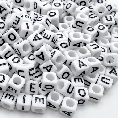 Ludthaw Buchstabenperlen aus Acryl, quadratisch, Vokal-Buchstaben A E I O U Perlen zur Schmuckherstellung, 6 x 6 mm, weiße Würfel-Buchstabenperlen für Armbänder, Halsketten, 500 Stück Ludthaw Buchstabenperlen aus Acryl, quadratisch, Vokal-Buchstaben A E I O U Perlen zur Schmuckherstellung, 6 x 6 mm, weiße Würfel-Buchstabenperlen für Armbänder, Halsketten, 500 Stück von Ludthaw