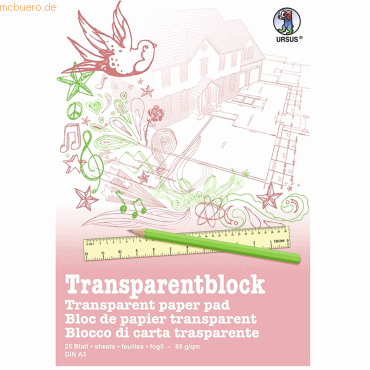 5 x Ludwig Bähr Transparentpapier Block 85g/qm A3 VE=25 Blatt weiß von Ludwig Bähr