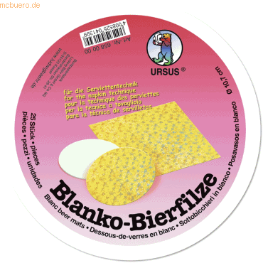 Ludwig Bähr Bierfilze blanko 10,7cm VE=25 Stück weiß Ludwig Bähr Bierfilze blanko 10,7cm VE=25 Stück weiß von Ludwig Bähr