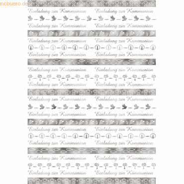 Ludwig Bähr Designkarton 'Bordüren' silber 200g/qm A4 VE=5 Blatt Motiv von Ludwig Bähr