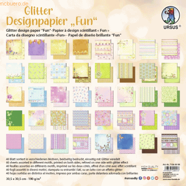 Ludwig Bähr Designpapier Glitter Fun 190g/qm 30,5x30,5cm VE=40 Blatt von Ludwig Bähr