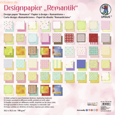 Ludwig Bähr Designpapier Romantik 190g/qm 30,5x30,5cm VE=50 Blatt Ludwig Bähr Designpapier Romantik 190g/qm 30,5x30,5cm VE=50 Blatt von Ludwig Bähr