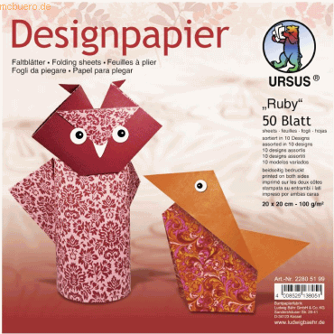 Ludwig Bähr Desinpapier Faltblätter 'Ruby' 100g/qm 20x20cm VE=50 Blatt Ludwig Bähr Desinpapier Faltblätter 'Ruby' 100g/qm 20x20cm VE=50 Blatt von Ludwig Bähr