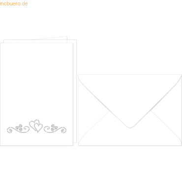 Ludwig Bähr Doppelkarte A6 gelasert + Kuvert VE=5 Sets Herzen 1 weiß von Ludwig Bähr