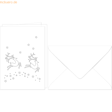 Ludwig Bähr Doppelkarte A6 gelasert + Kuvert VE=5 Sets Rentier weiß von Ludwig Bähr