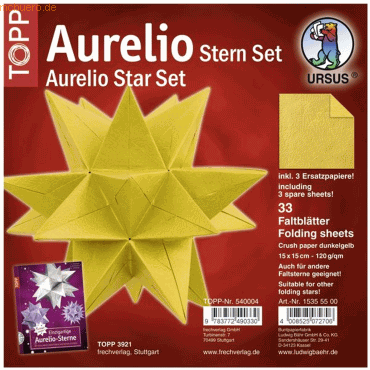 Ludwig Bähr Faltblätter Aurelio Stern Crush paper 120g/qm 15x15cm gelb von Ludwig Bähr